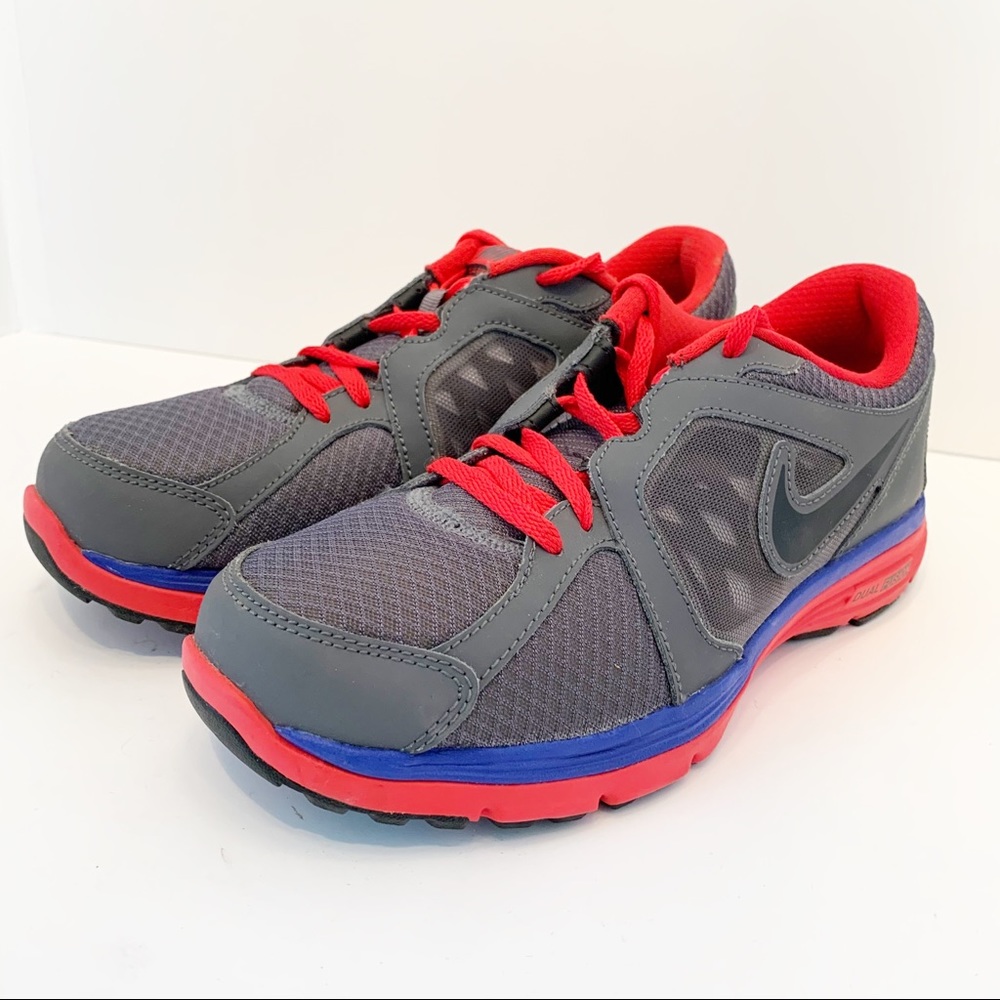 Nike Dual Fusion Running Shoes Gray Red Size 8.5
